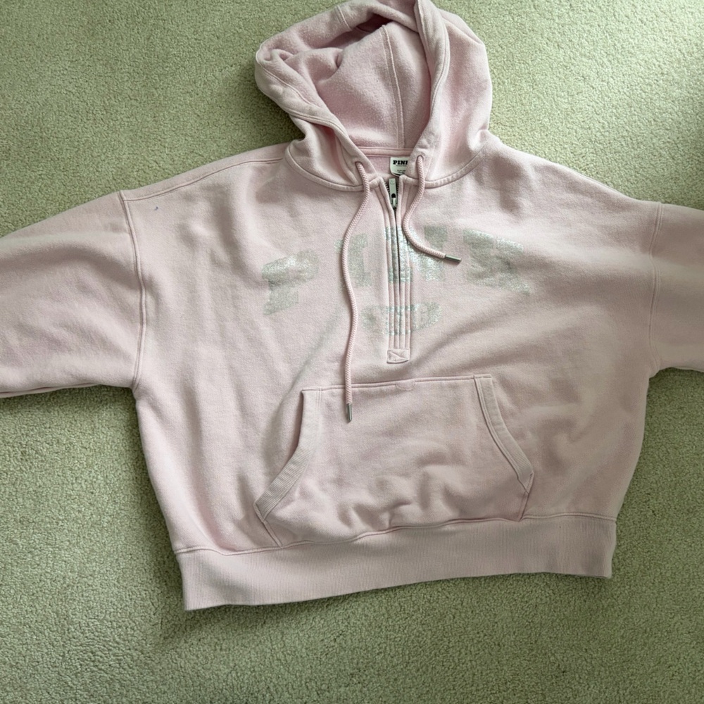 Victoria Secret Pink Campus Fleece Half Zip Hoodie